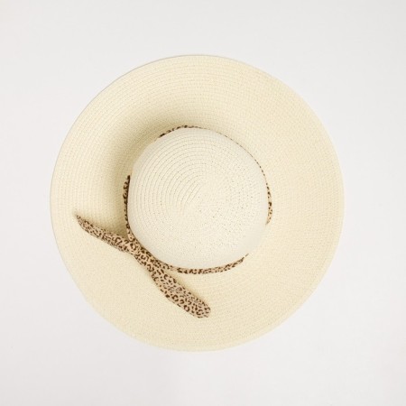 Women's hat Minaku "Leopard" Color Milk, size 56-58-4