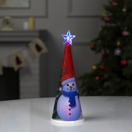 LED figure "Christmas tree with a snowman" 7.5 × 21 × 7.5 cm, plastic, batteries CR2032x1, glow of multi