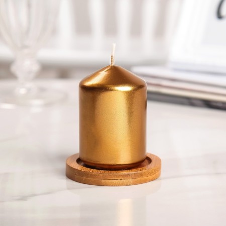 Candle "Column", coffee-gold, 5.5 × 8cm
