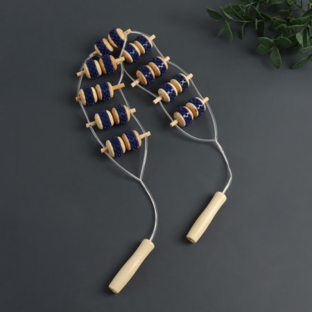 Massaging for the back, 9 links, wooden, with spikes, 84 × 7.5 × 3 cm-2