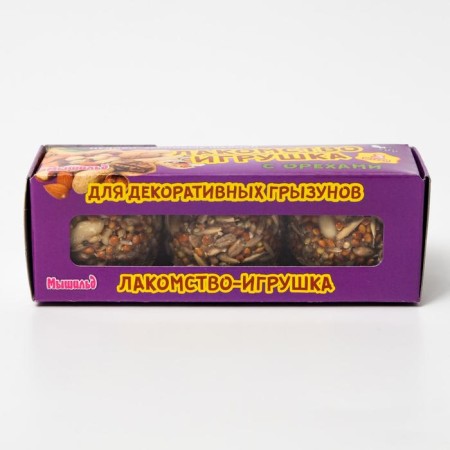 Honey-grain balls for rodents with nuts, 60g*3pcs-1