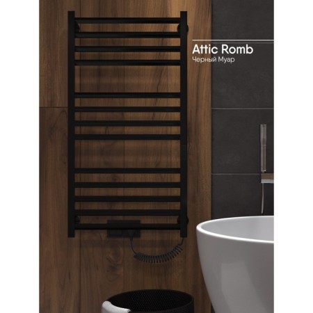 Electric towel Indigo Attic, 1000x500 mm, timer, hidden installation, black-2