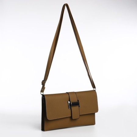 Bag-clate on magnet, long belt, beige color-5