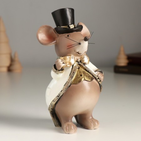 Polystone souvenir "Mouse in the cylinder and white tailcoat" 8x8x16.5 cm-1