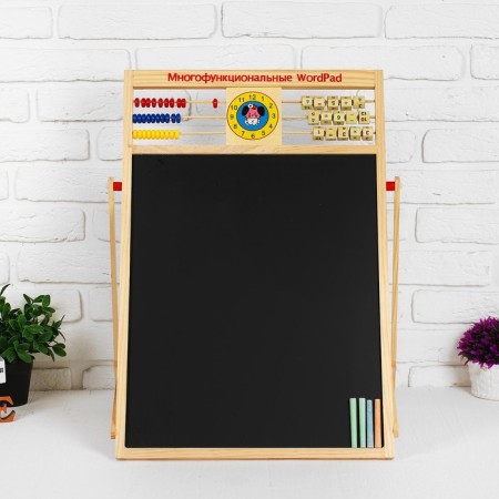Double -sided Magnetic board on a stand, scores, clocks, numbers, letters, crayons, marker, sponge-2