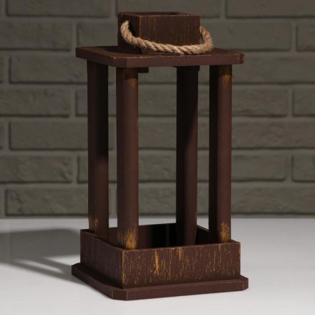 Kashpo Wooden "Lantern", pen, gold vintage, 16 × 16 × 30 cm-1