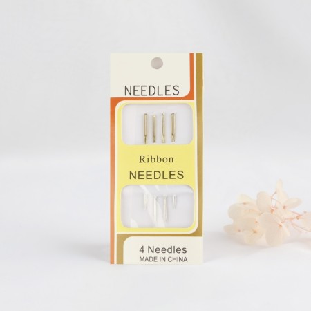 Needles for embroidery with tape, d = 1.07 mm, 4.4 - 4.9 cm, with a golden ear, 4 pcs