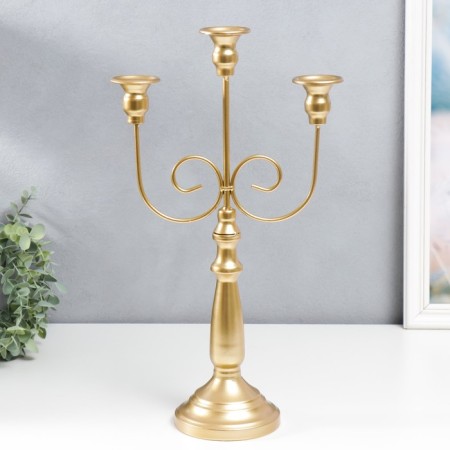 Summary Metal for 3 candles "Candelabr. Curls" gold 43x24x11.5 cm-1