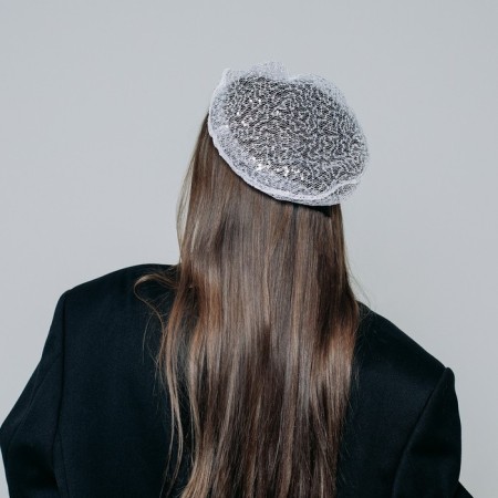 Takes transparent with sequins, white color, rr 56cm-7