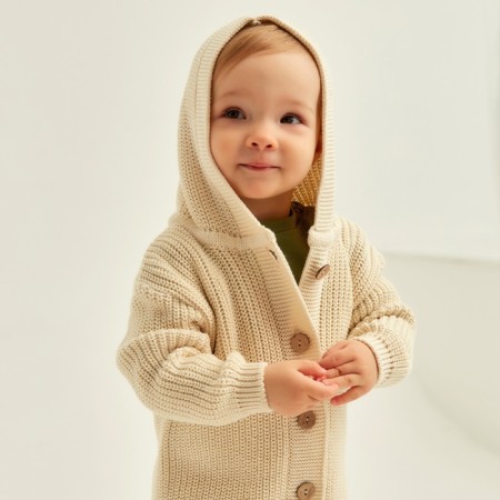 Knitted cardigan with a hood SL Home, r.92-98 cm, milk-1