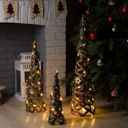 LED figure "Funned cones" 40, 60, 80 cm, textiles, metal, AAX2 batteries (not in the kit), glow warm white