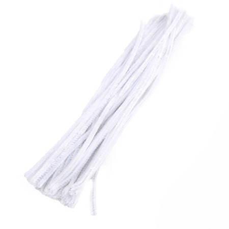 Wire with pile for crafts and decor set of 50 pcs., Size 1 pc. 30 × 0.6 cm, white color-2