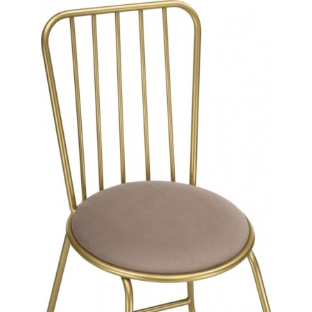 Stol on a metal frame lyrion metal/velor, gold/beige 44x52x86 cm-4