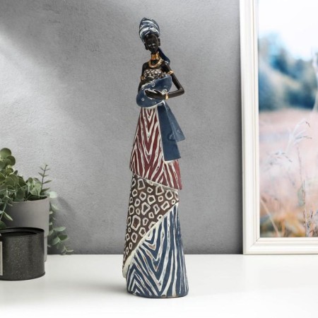 Polystone souvenir "African with a baby in an outfit under the zebra" 43.5x8x11.5 cm-1