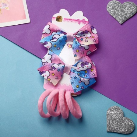Hair set "Karapunka" (4 elastic bands, 2 clamps) cloud, 2 cm