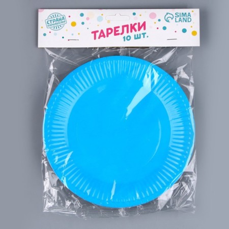 Disposable plate plate plain, blue 18 cm, set 10 pieces-4