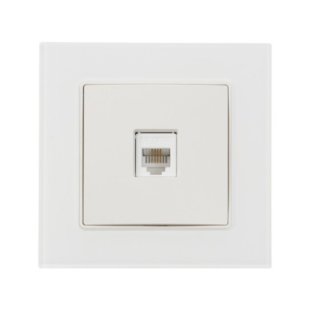 Single single Glossy Glass telephone socket, hidden, glass, white-2