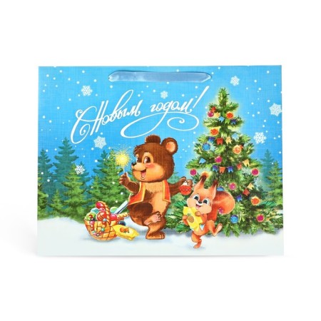 Laminated horizontal “animals near the Christmas tree”, L 40 x 31 x 11.5 cm, New Year-3