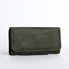 Women's wallet on the button, green color