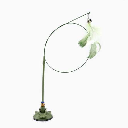 Toy tearing for cats on a suction cup with a pen "Kitik", Green, 94 cm-2