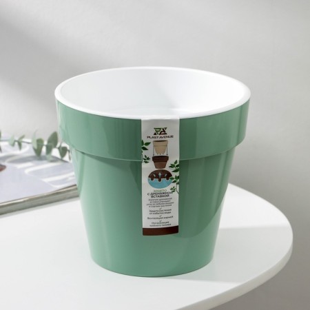 Kashpo for flowers with an insert "Porto", 2.4 liters, jade color-4