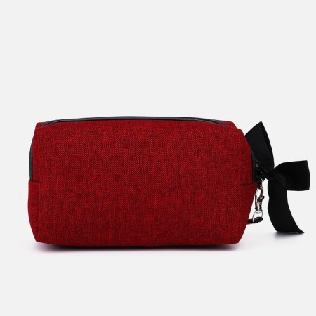 Cosmetic bag with a zipper, with a lining, burgundy color-1