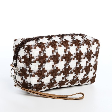 Lightning cosmetic bag, white/brown color