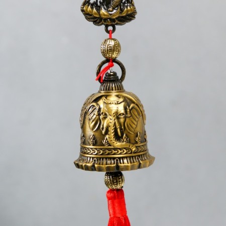 Bell Metal "Ganesha, elephants on the bell" 4x4x40 cm-2