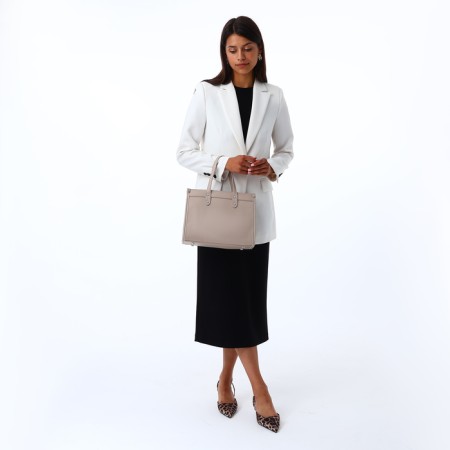 Women's bag with zipper, Textura, average size, beige color-10