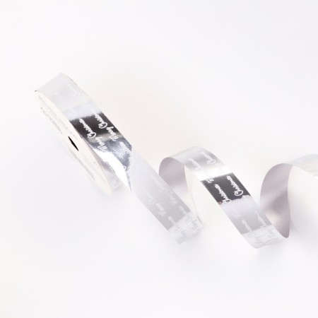 Ribbon for decor and gifts, "Merry Christmas", silver, 2 cm x 50 m-1