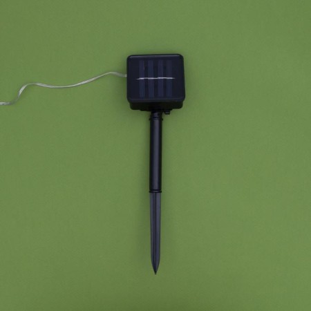 Garland "thread" 10 m dew, silver thread, 100 led, blue glow, 2 modes, solar battery-9