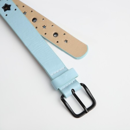Building belt, width 2.2 cm, eyelets, buckle metal, blue color-1