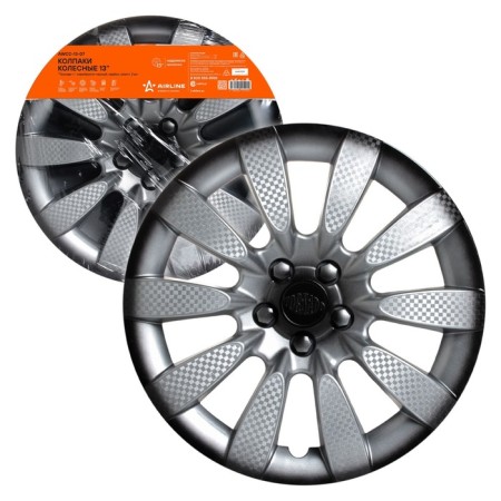 Wheel caps 13 "Tornado +", silver-black, carbon, 2 pcs AIRLINE AWCC-13-07