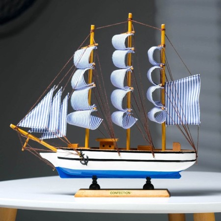 Ship "Chesma" three-masted blue-white paprusa, 34*7*32cm-6