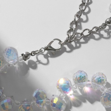 Bracelet "Brill" beads, rainbow color in silver, 16 cm-2