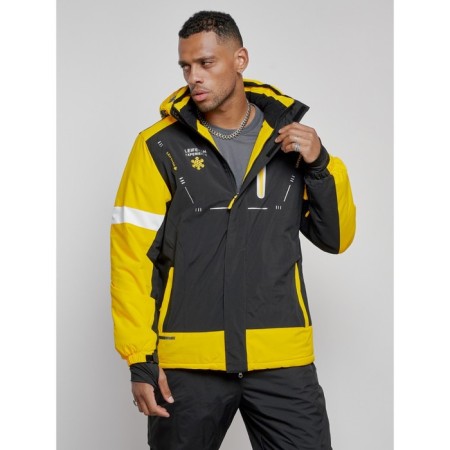 Ski costume male winter, size 48, yellow color-5
