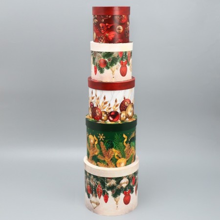 A set of gift boxes 5 in 1 “Classic New Year”, 13 x 14–19.5 x 22 cm, New Year-16