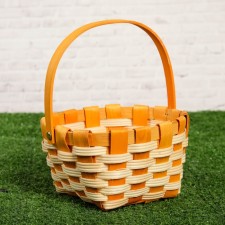 Wicker basket, orange, 16.5 × 9.5 × 20 cm, veneer