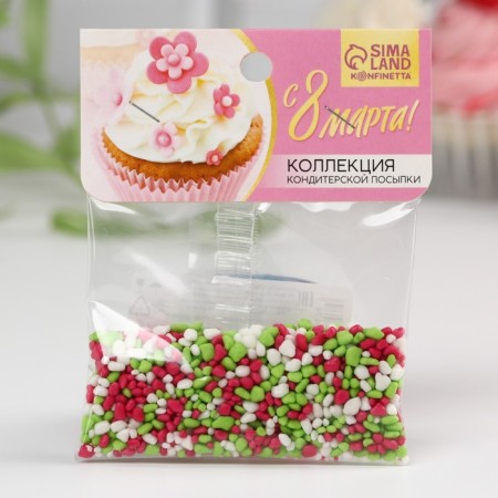 Sprinking soft chocolate “from March 8”: pink, white, green, 20 g-1