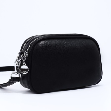 Cross-Bodi bag on zippers, external pocket, black color-2