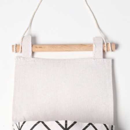 Pocket textile color white 3 compartments, 57x19 cm-2