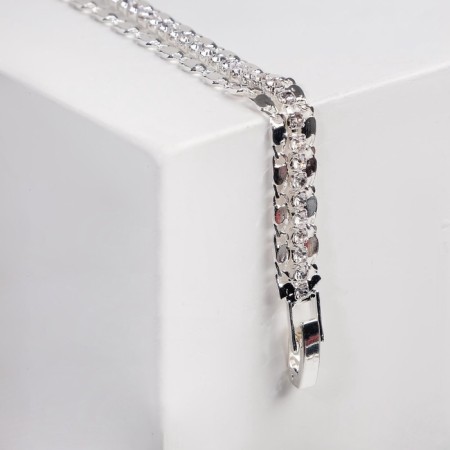 Bracelet with rhinestones "shine" thread by interweaving, white color in silver, 18 cm-2
