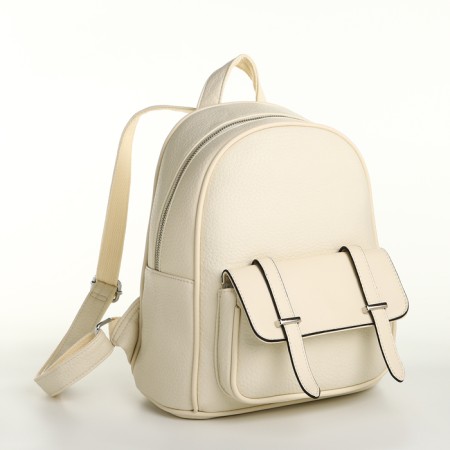 City backpack on a zipper, milk color
