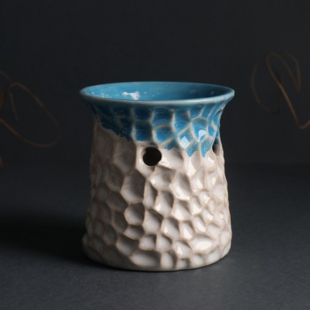 Aroma lamp ceramics "Patterned abstraction" Blue 8.5x8.5x9.5 cm-1