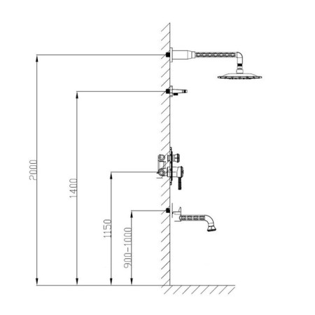 Bronze de Luxe 10137DF shower system, spout, tropical shower, hidden installation, brass-2