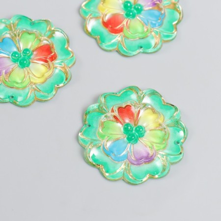 Decor for creativity plastic "Lace Flower" Green 3.2x3.3 cm