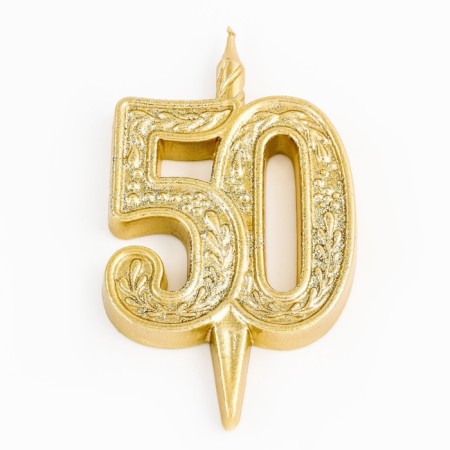 Candle for the cake figure "Jubilee" 50, gold, 9.7 cm,-2