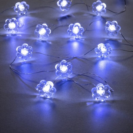 Garland “thread” 2 m dews with nozzles “flower”, IP20, silver thread, 20 LED, white glow, 2 modes, AAX2