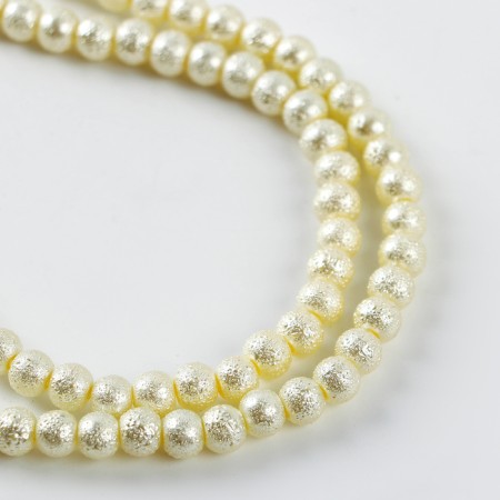 Glass beads, set 140 pcs., Size 1 pc. - 6 mm, white color