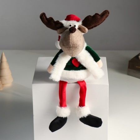 Interior doll "New Year's Sin in the red-green suit" Long legs 14x12x45 cm
